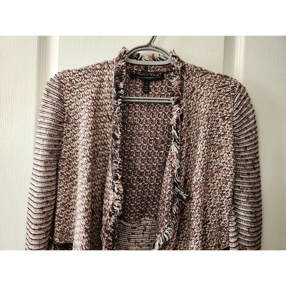 White House Black Market Fringe Knit Cardigan‎ Long Sleeve Cotton Blend Size S - Picture 3 of 10